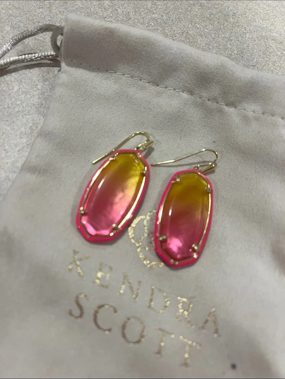 Kendra Scott Pink and Yellow Ombre Elle-Style Drop Earrings